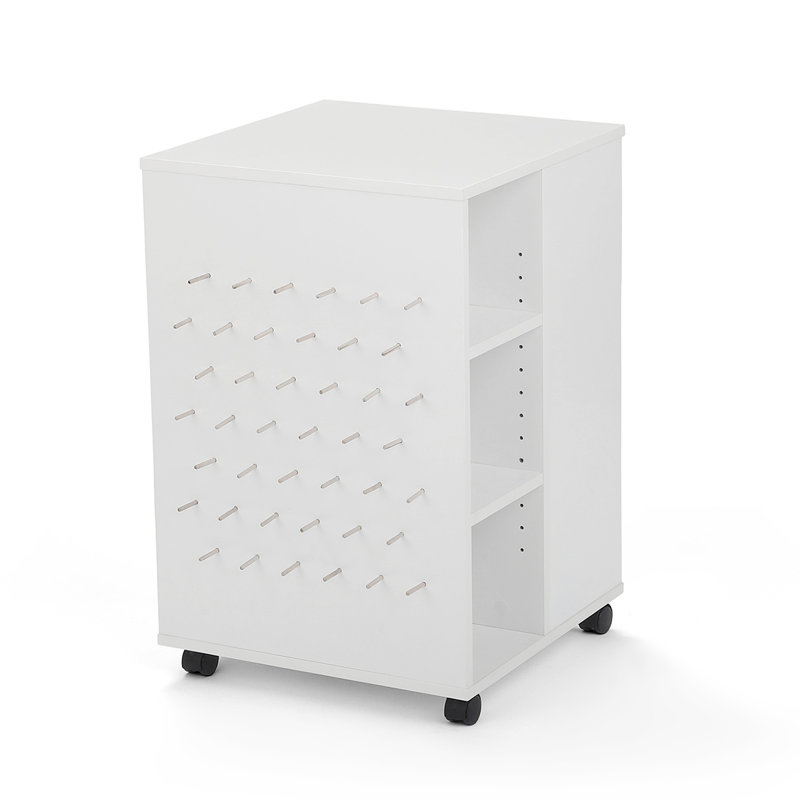White 4-Sided Craft Storage Cube with Casters