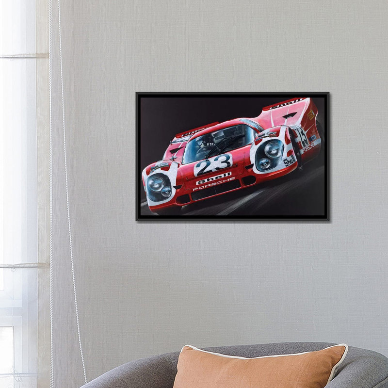 « porsche 917 », impression sur toile, H 18 po x l 26 po x P 1,5 po, Toile avec cadre noir, Pas de tapis