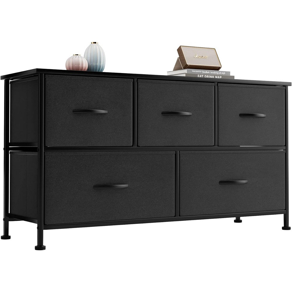 Ebern Designs Dresser For Bedroom With 5 Drawers, Wide Chest Of Drawers  With Fabric Bins, Storage Organizer Unit For Closet, Entryway, Nurseries