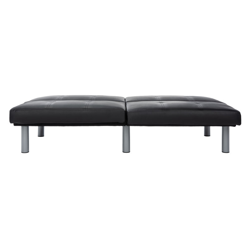 Lit futon pliable Kailee, Mélange de polyester noir