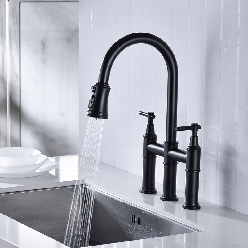 Bridge Kitchen Faucet With Pull-Down Sprayhead In Spot