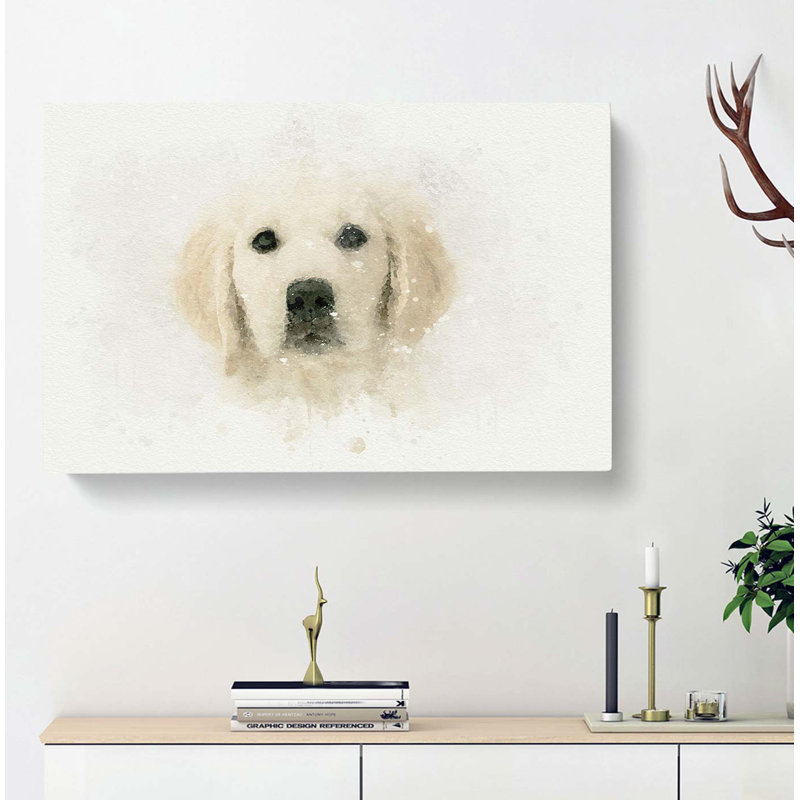 Golden Retriever Puppy in Abstract - Wrapped Canvas, 35cm H x 50cm W x 3cm D