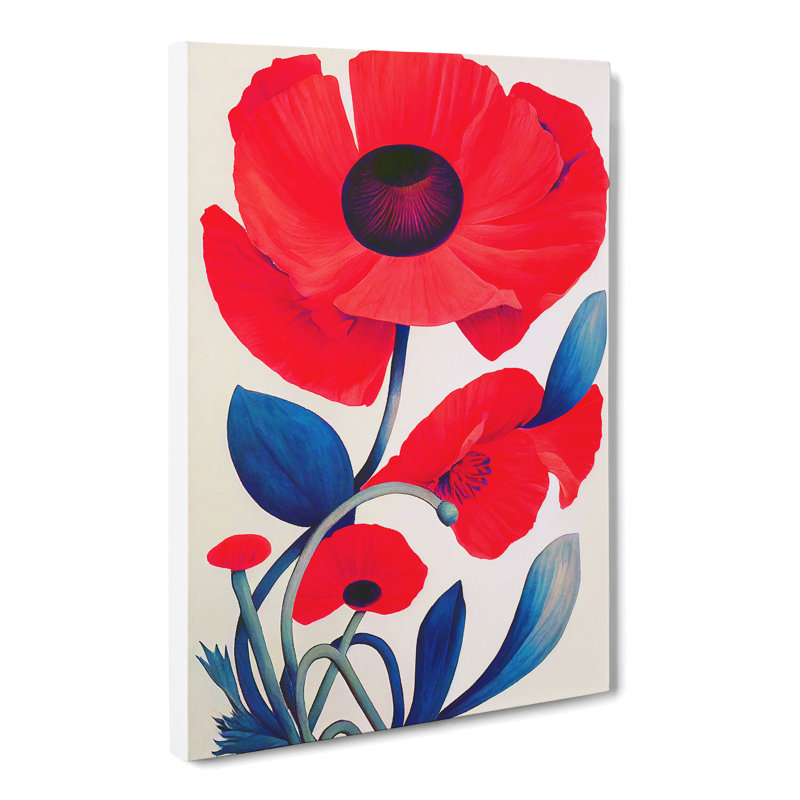 Louisos Poppy Flower Design - Wrapped Canvas, 60cm H x 40cm W x 3cm D