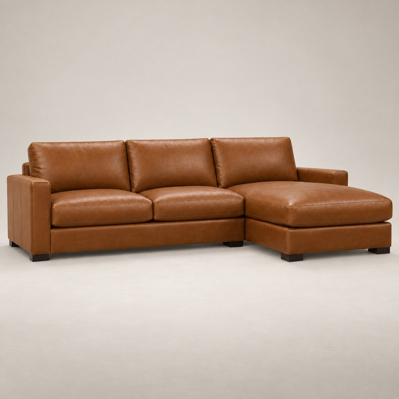 Novella Heirloom Quality RAF Chaise in Buttery Soft 100% Top Grain Leather, Made to Order, Mars Canyon