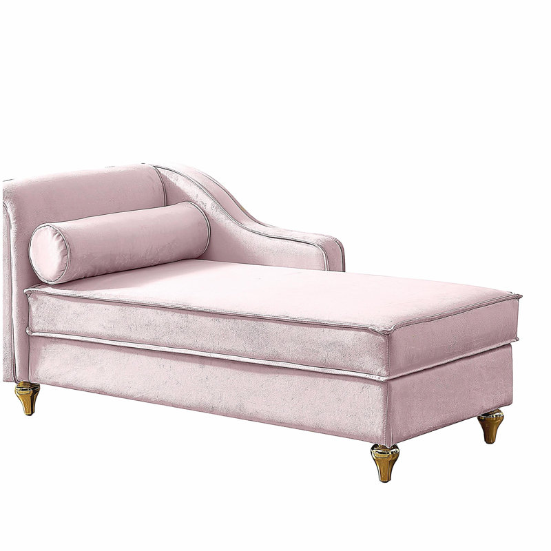 Chaise longue moderne avec revêtement en velours, Rose