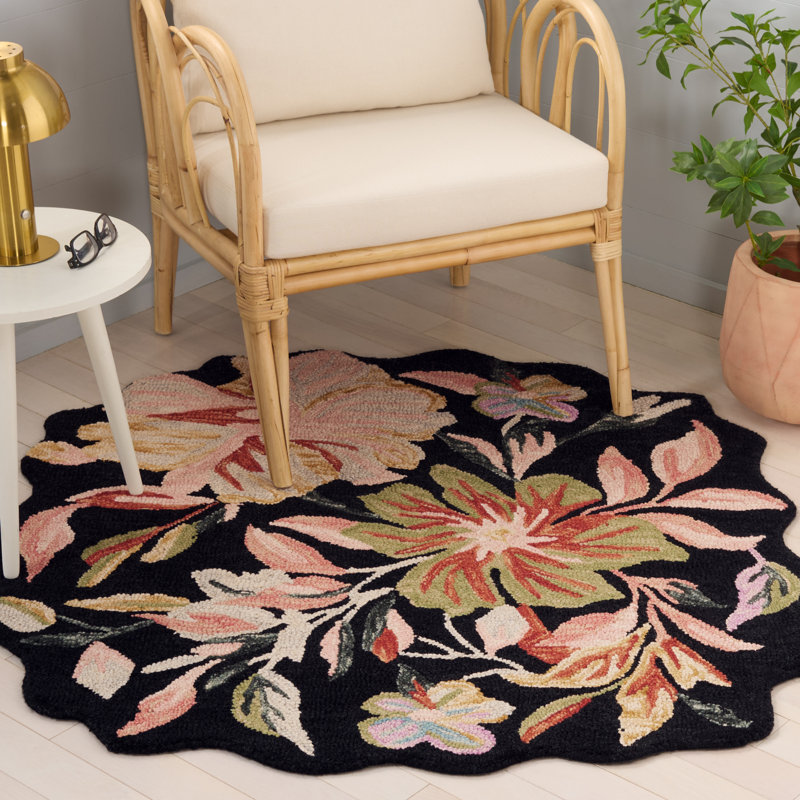 Jardin Hand Tufted Wool; Cotton Floral Indoor Rug, Square 4'