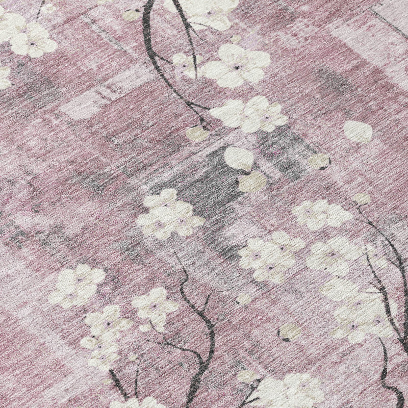 Machine Washable Indoor/Outdoor Brenden ACN2248 Floral Rug, Rectangle 10' x 14'