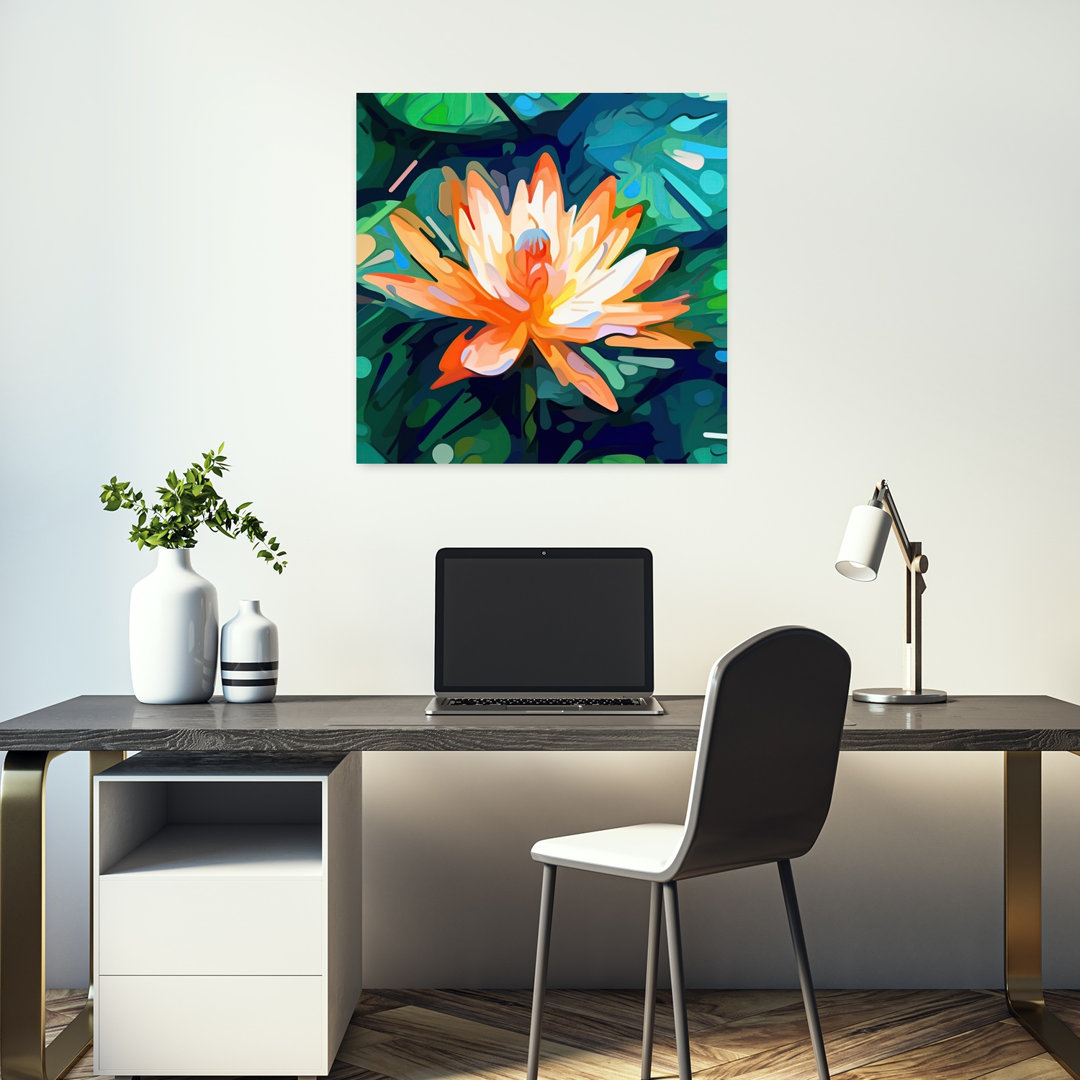 Modern Lotus Lily Pond Abstract Contemporary Wall Art Print