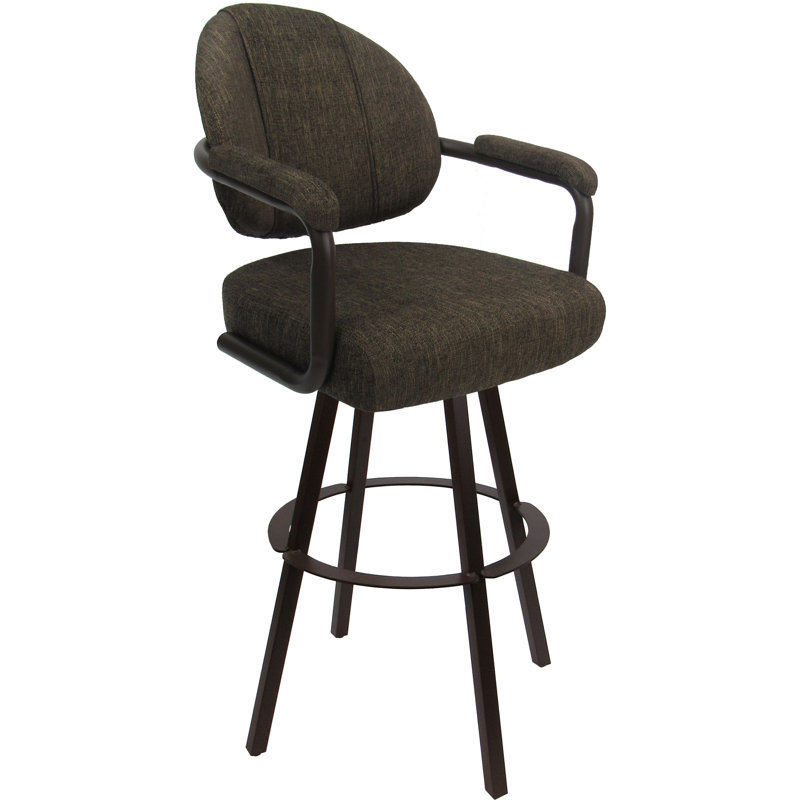 Tabouret de comptoir pivotant 30 po Mahlum, Mélange de polyester Sanora / cadre brun