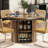 Extendable Round Dining Table Set With 6 Cane Back Cantilever Chairs-885951925