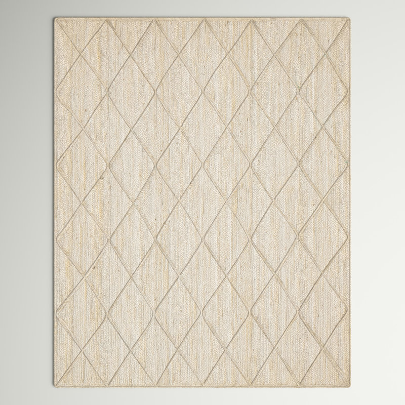 Tapis beige tressé à la main Carlotta, Rectangle 6 pi 1 po x 9 pi