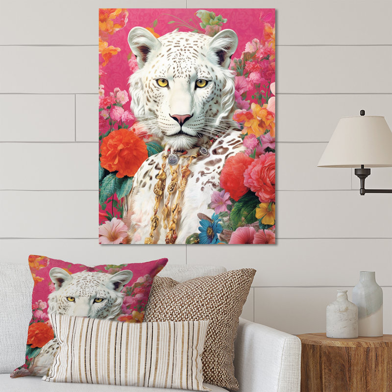 «White Tiger Floral Mix II», reproduction d'art sur métal, H 32 po x l 16 po x P 1 po