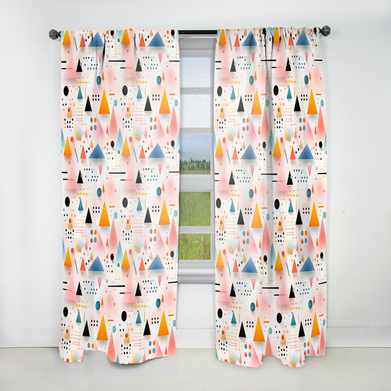 Motif de formes géométriques roses I - Rideau moderne - Velours obscurcissant - 1 panneau, L 52 po x L 63 po