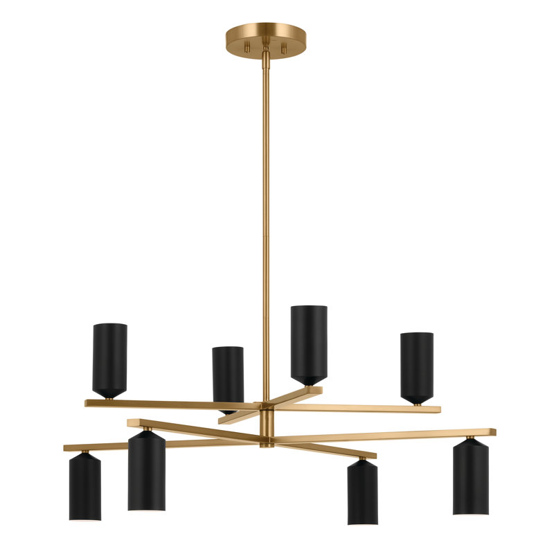 Lustre à 8 lumières à niveaux, Noir