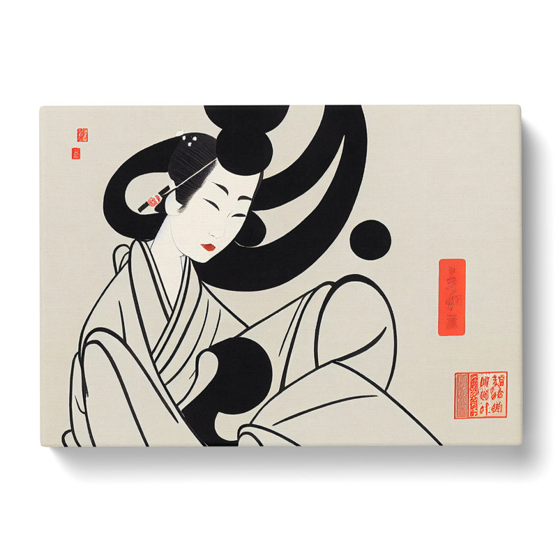 Traditional Geisha - Wrapped Canvas Painting, 35cm H x 50cm W x 3cm D
