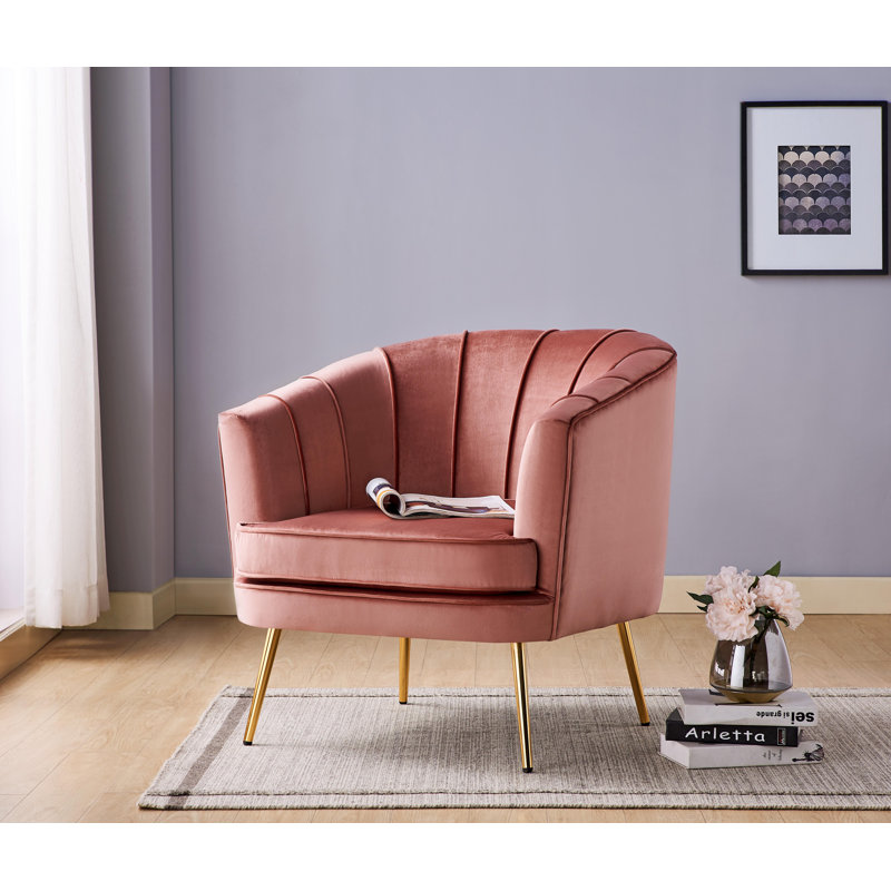 Liri Upholstered Barrel Chair, Vintage Rose Velvet