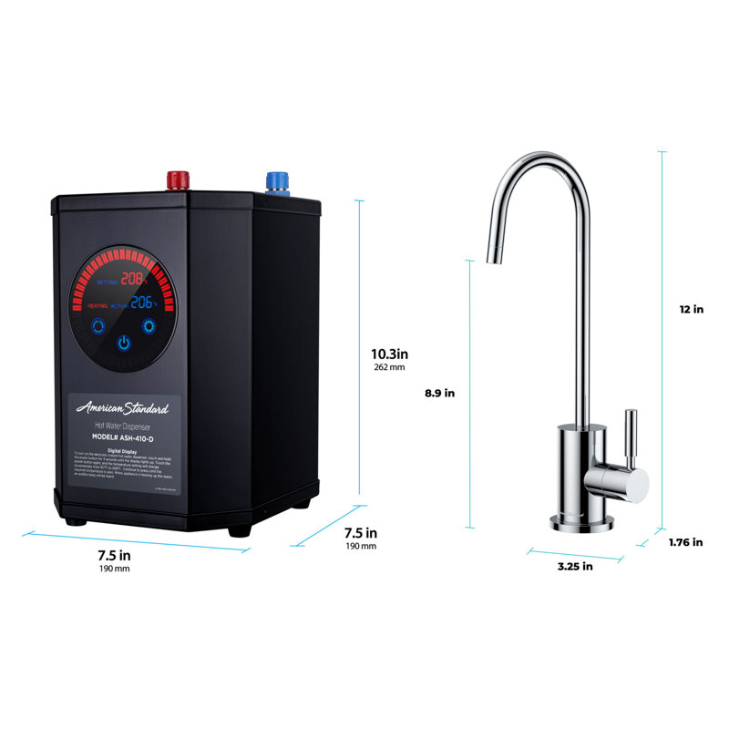 ASH410 Instant Hot Water Dispenser System, Single-Handle Faucet with Digital Touchpad Tank, Polished Chrome