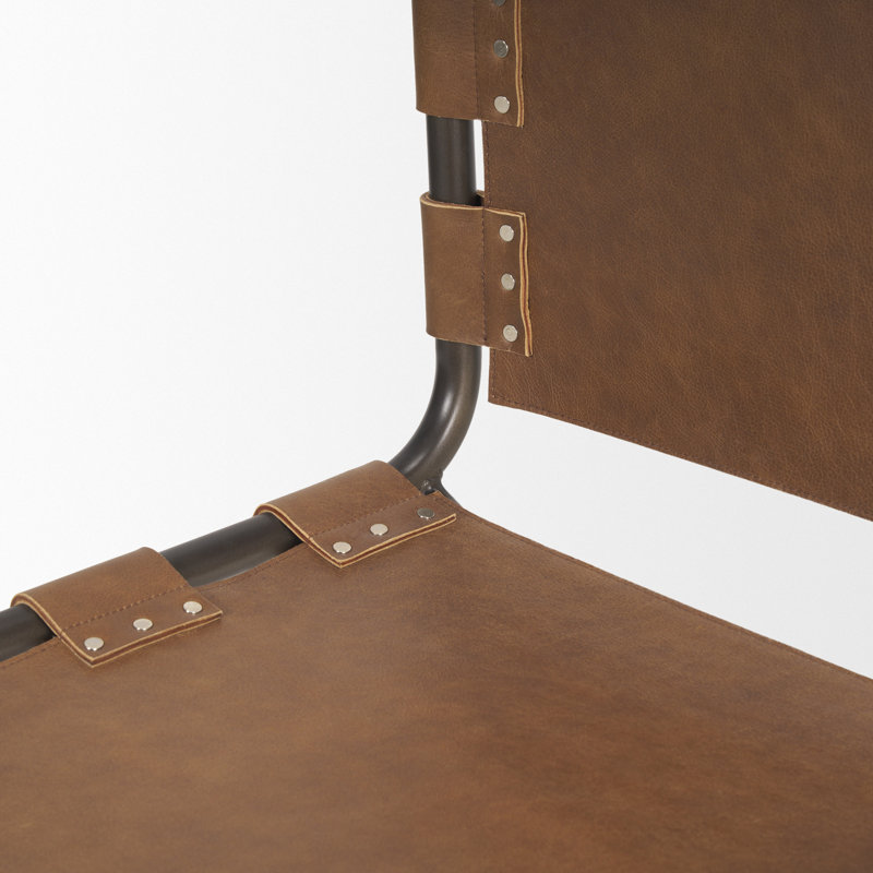 Chaise d'appoint rembourrée en cuir Otelia, Brun pâle