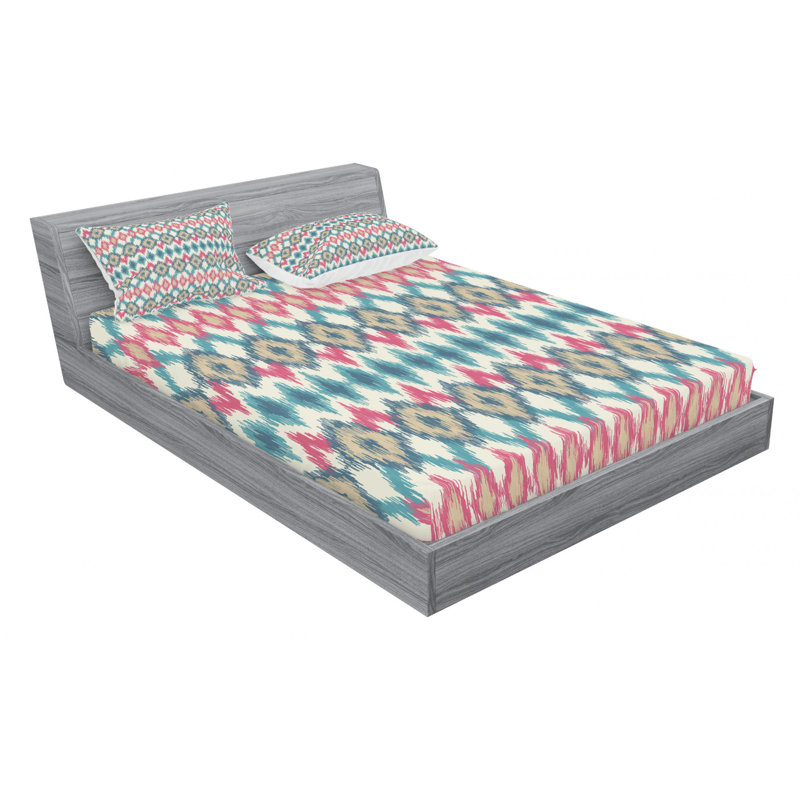 Microfiber Ikat Sheet Set, Full Sheet Set with Fitted Sheet