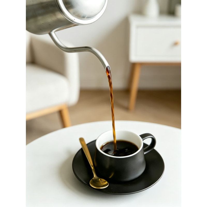 Ensemble de 6 tasses à demitasse en céramique avec support, soucoupes et cuillères, ensemble de petites tasses à espresso, latte, thé, noir