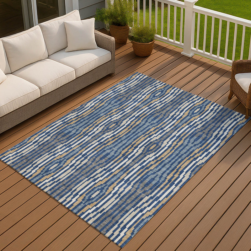 Machine Washable Indoor/Outdoor Chantille ACN2666 Modern Rug, Blue, 5' x 7'6"