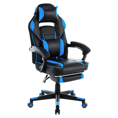 Grand et grand fauteuil de bureau, fauteuil de jeu en cuir à haut dossier avec repose-pieds, fauteuil d'ordinateur ergonomique avec support lombaire et appui-tête, base pivotante à 360 ° et fauteuils de direction réglables en hauteur pour la maison /