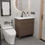 Meuble-lavabo simple 30 po Mid-Century avec plateau en céramique