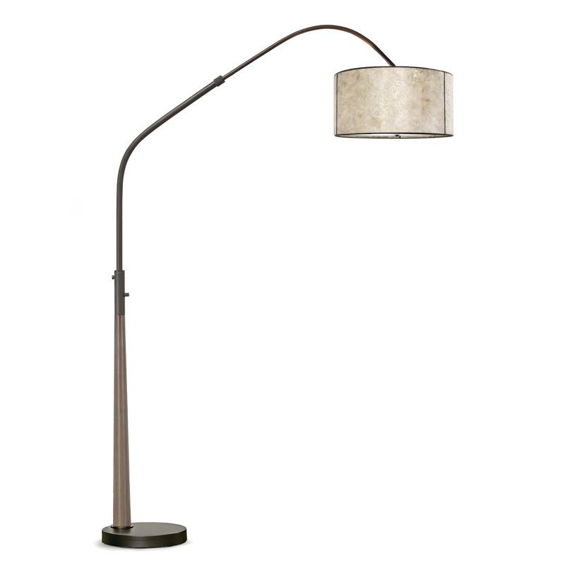 Lampe sur pied arquée en bois massif 81 po avec ampoule DEL à intensité variable Everly Quinn Quelia, Bronze foncé