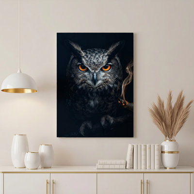 «Gallery Wrap», art mural sur toile pour le salon, la chambre à coucher, le bureau ou le vestibule - décoration murale décorative avec portrait de hibou