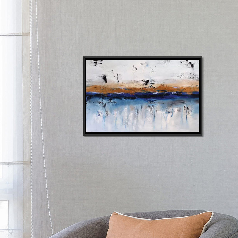 « rainy day », reproduction sur toile, H 18 po x l 26 po x P 1,5 po, Toile avec cadre noir, Pas de tapis