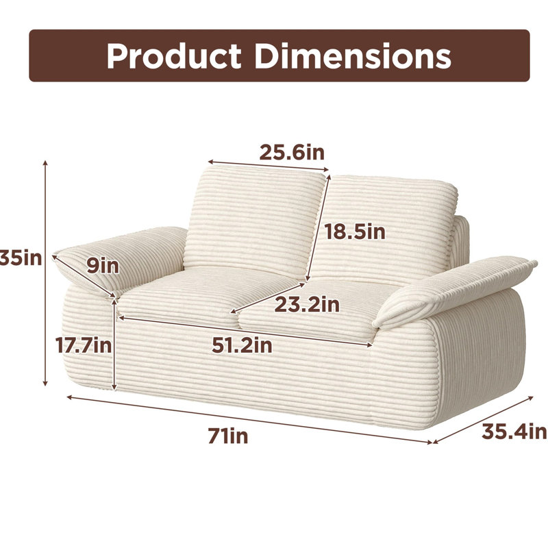 Canapé 71 po Cloud, Beige