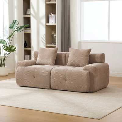 Causeuse modulaire moderne 73 po, canapé convertible capitonné 2 places avec 2 coussins, canapé convertible désossé pour salon, bureau, appartement et chambre d'amis