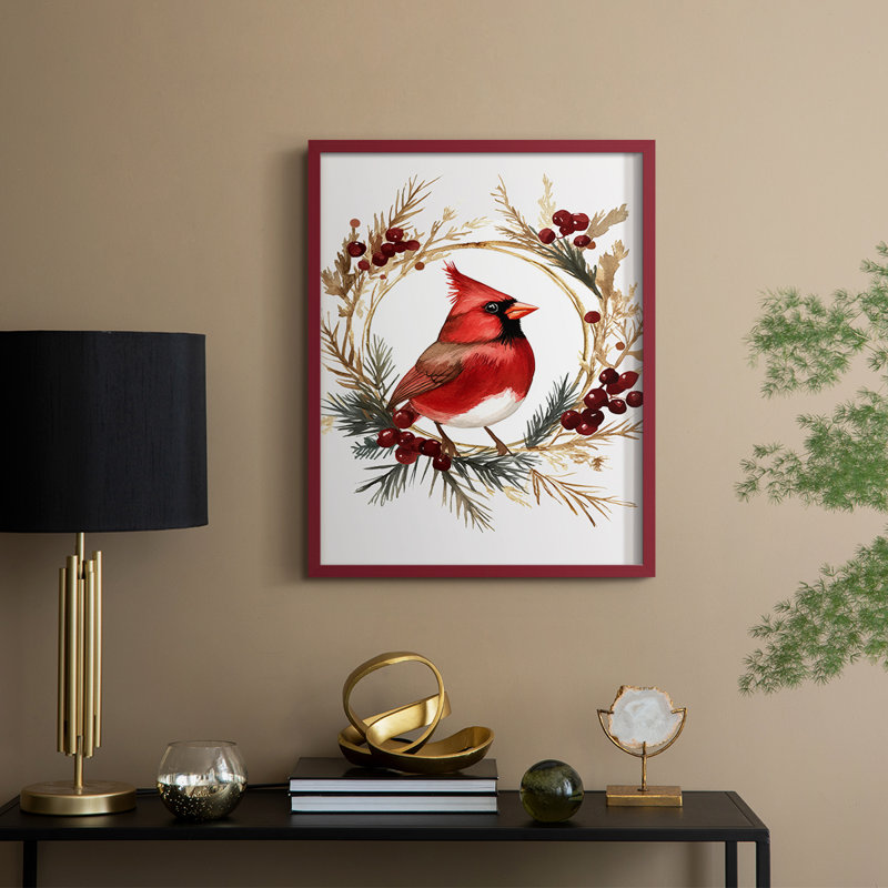 «Christmas Holiday Art CMLXV», reproduction d'art encadrée - bois massif, H 21 po x l 17 po, Rouge