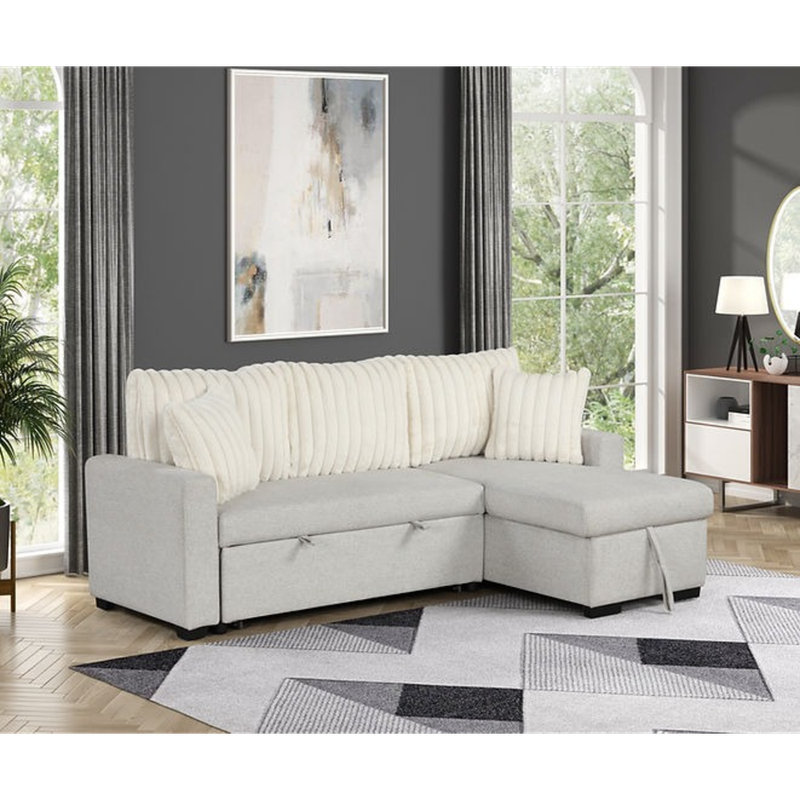 Méridienne de rangement escamotable Nori, Tissu beige