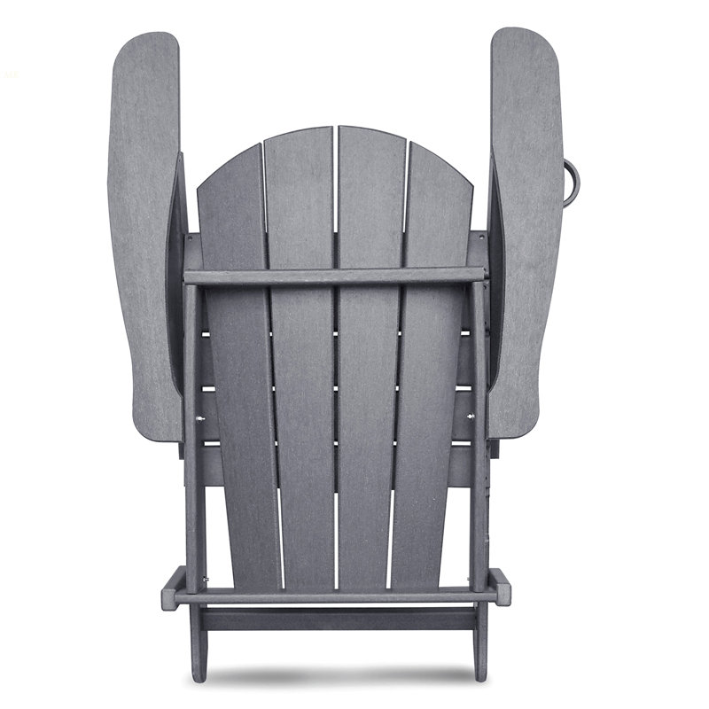 Folding Outdoor Adirondack Chair Set Of 2 And Table Set,HDPE All-Weather Folding Fire Pit Chair,  Ergonomic Design Patio Lawn Chair For Outside Deck Garden Backyardf Balcony, Grey