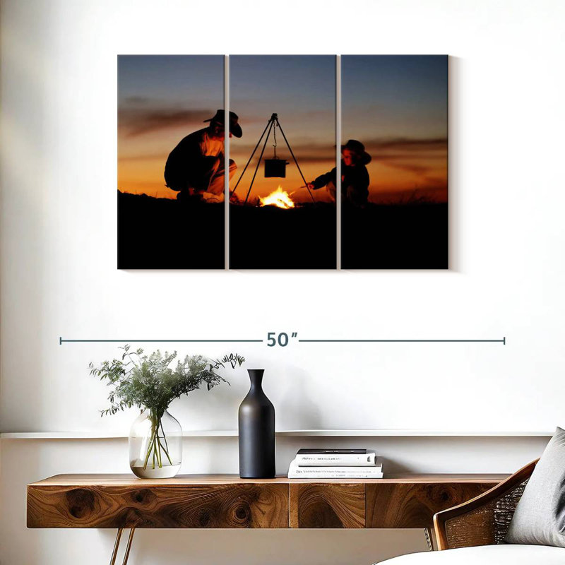 Father And Son Camping, 24" H x 38" W