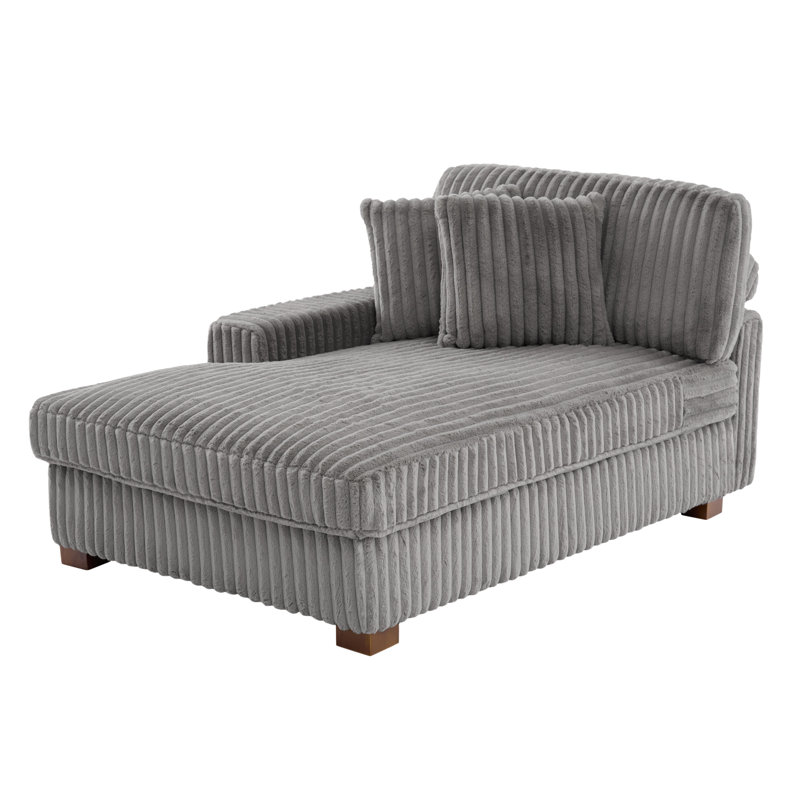 Upholstered Chaise Lounge, Light Grey