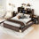 de lit double de couleur double avec 2 tiroirs, lit gigogne simple et lit gigogne escamotable pratique, tablettes en bois massif