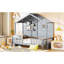 Lit simple Space House avec tablettes, gris, toit charmant pour un espace de chambre à coucher relaxant