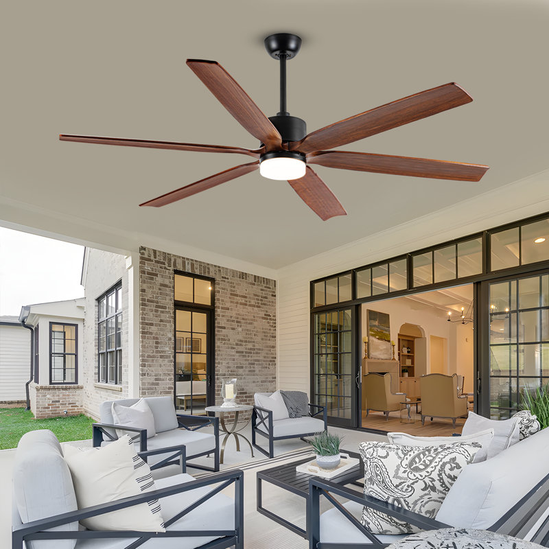 Modern Ceiling Fan With Light, 6 Solid Wood Blades Ceiling Fan With Remote, Dc Motor, 3 Color Temps, Timer & Memory, Indoor Outdoor Large Ceiling Fan, Quiet 6 Blades Ceiling Fan For Living Room Bedroom Kitchen Covered Gazebo