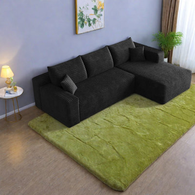 Compression Sectionals, 94 Inch Plush Corduroy Modern Sofa For Home