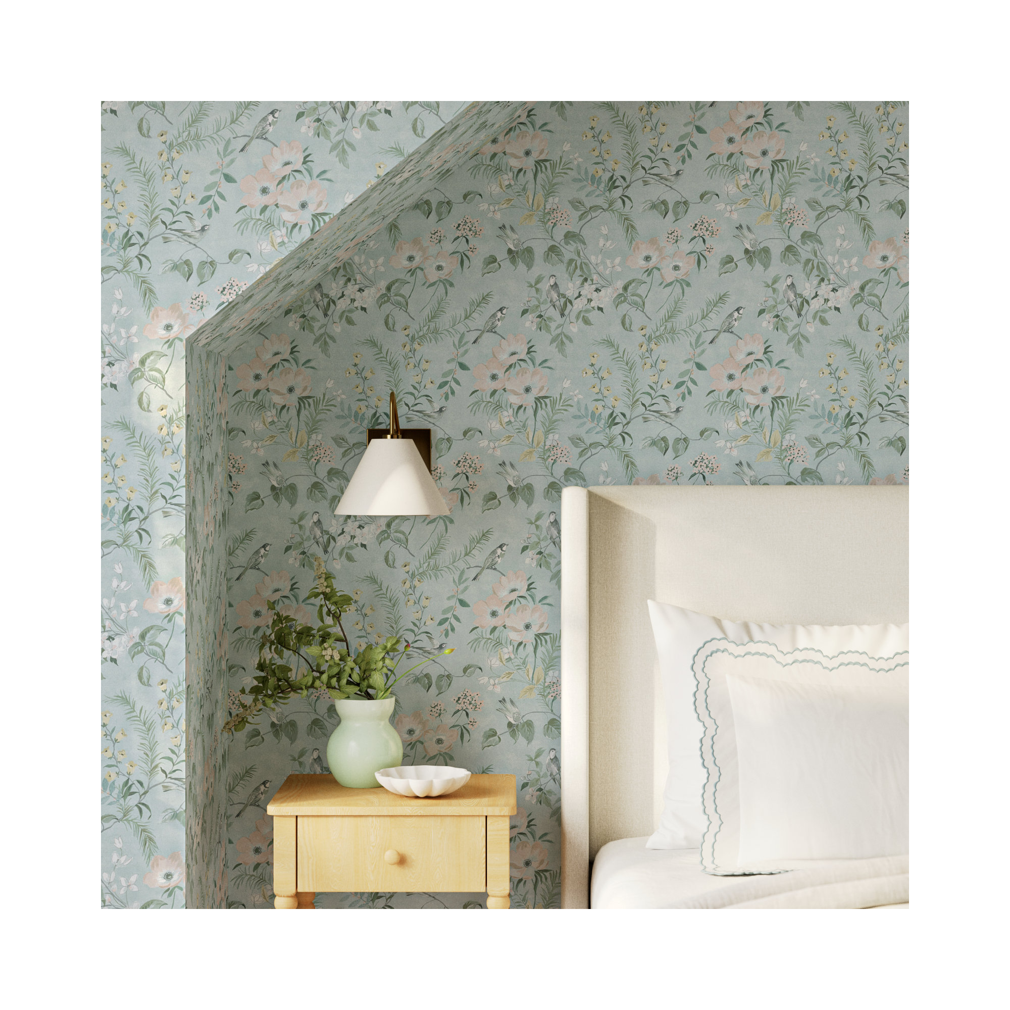Harton Floral Roll, Green