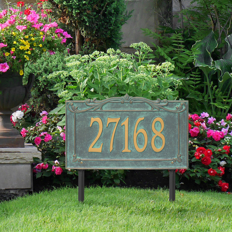 Plaque d'adresse sur 1 ligne Signature Series, Oui, Vert-de-gris, Bronze