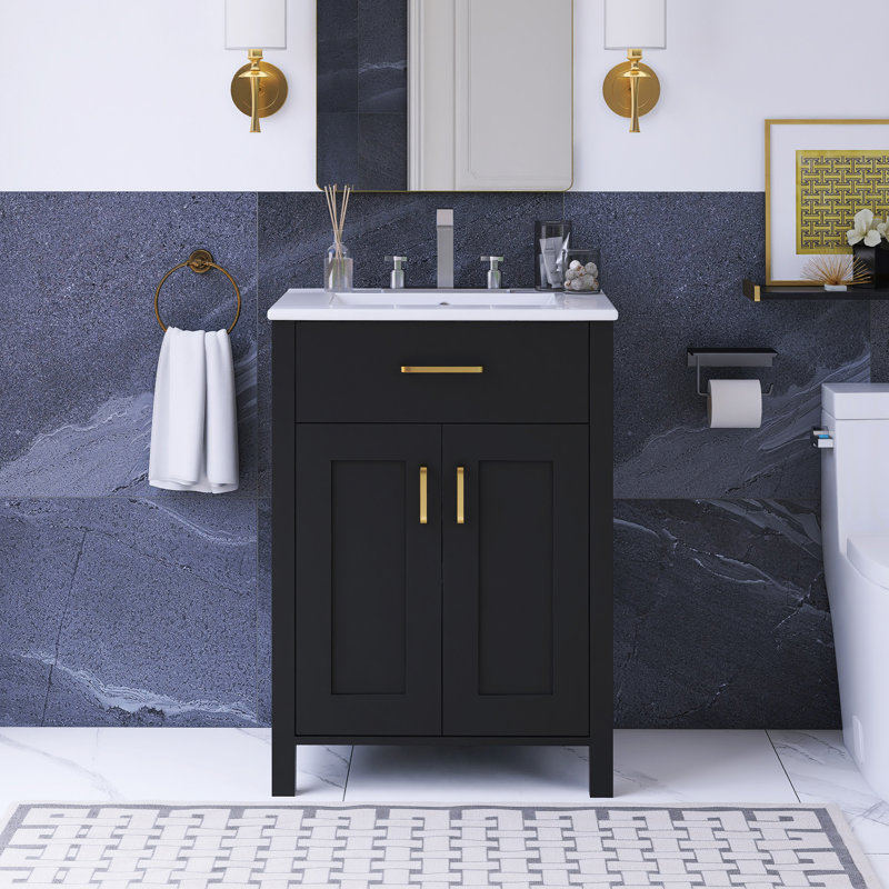  24" Freestanding Bathroom Vanity With Ceramic Sink