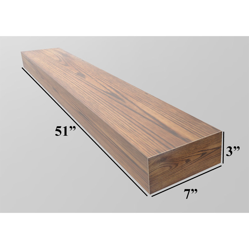 Tablette flottante en chêne massif, H 3 po x l 51 po x P 7 po, Honey