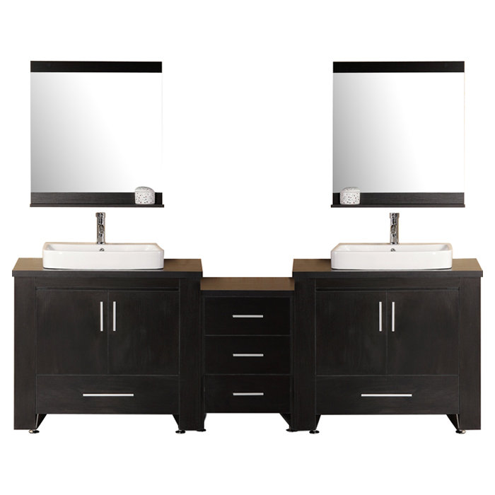 Ensemble de meuble-lavabo double 96 po avec miroir Blaser
