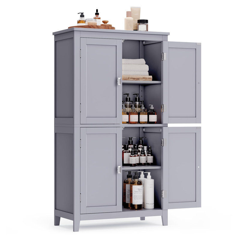 Jayapura Freestanding Linen Cabinet, Mystic Gray