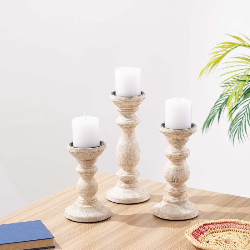 Porte-bougie en bois massif JFY Designs, Cooper