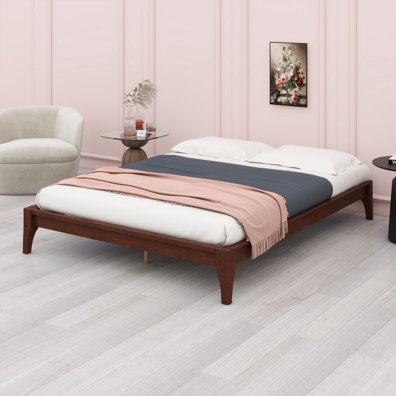 Solid Dry Bamboo Wood Platform Bed, Chocolate