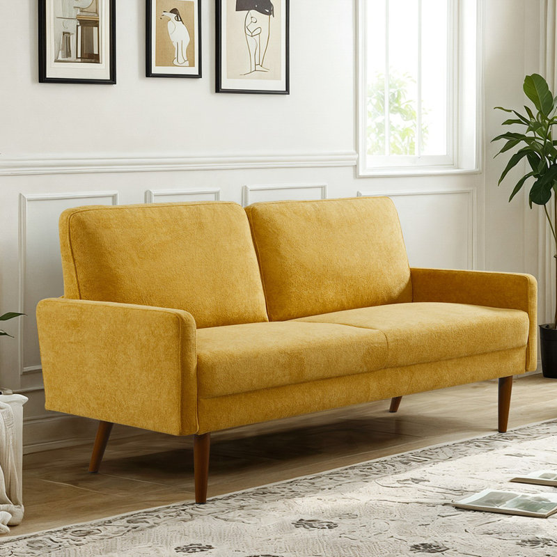 Canapé rembourré de conception moderne, Orange citrouille, H 33,07 po x l 67,32 po x P 29,92 po